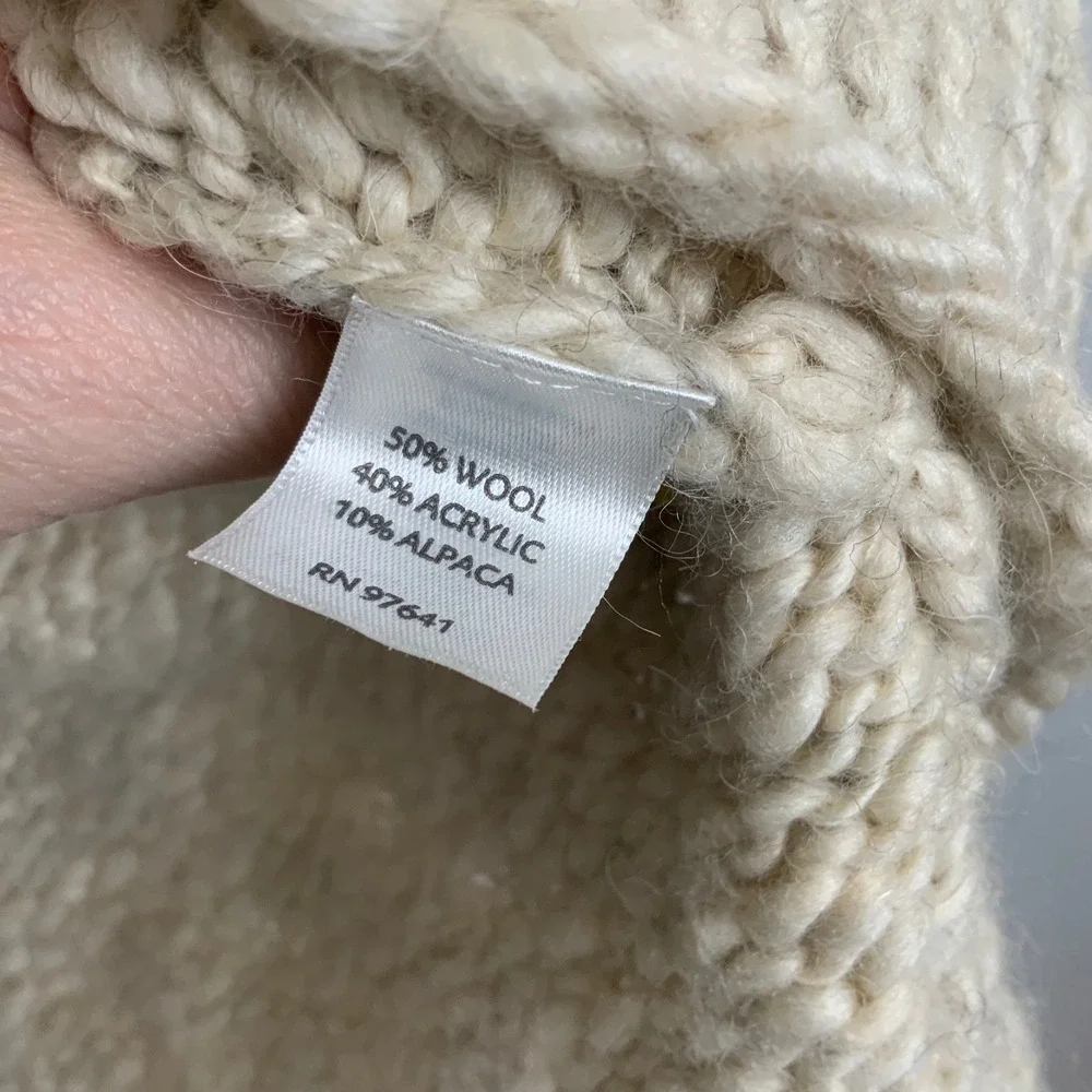 J. Jill Sz Large Beige Wool Alpaca Knit Sweater Open Knit Capsule Neutral Cozy